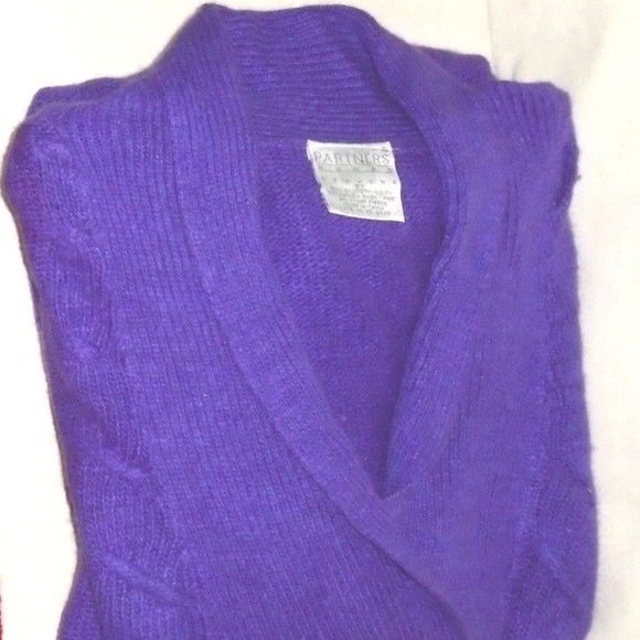 Vintage Silk Angora Pullover Purple Cable Sweater - Picture 2 of 7